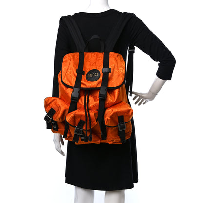 Gucci Econyl Nylon Monogram Off The Grid Utility Pocket Backpack Carrot Orange Black 2 of 9