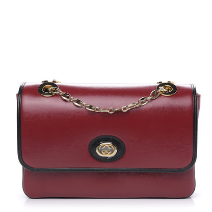 Gucci Azalea Calfskin Bi-Color Small Marina Chain Shoulder Bag New Cherry Red Black 1 of 9