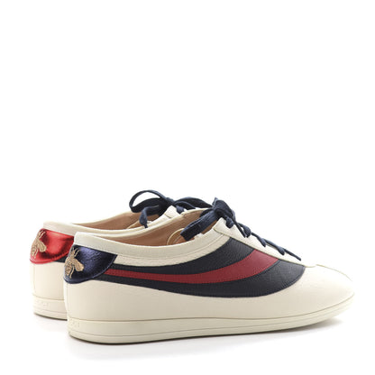 Gucci Calfskin Mens Web Falacer Sneakers 7.5 White Blue 4 of 10