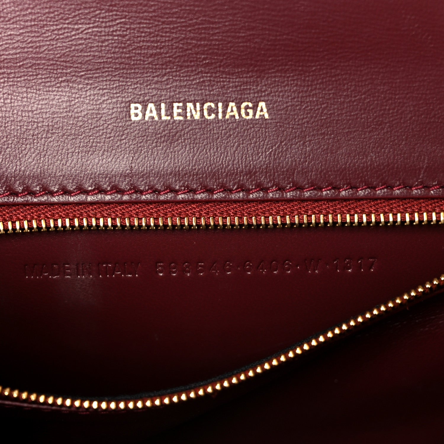 Balenciaga Shiny Calfskin Crocodile Embossed Small Hourglass Top Handle Bag Dark Red 7 of 10