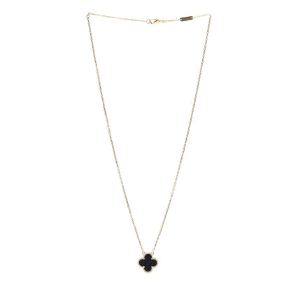 Van Cleef & Arpels 18K Yellow Gold Black Onyx Vintage Alhambra Pendant Necklace 3 of 8