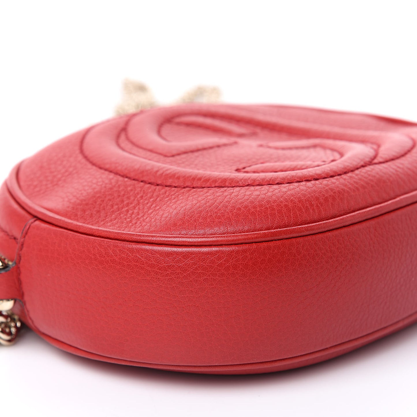 Pebbled Calfskin Mini Soho Chain Bag Tabasco Red