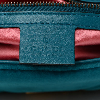 Gucci Velvet Matelasse Small GG Marmont Shoulder Bag Pavone Cyan 6 of 10