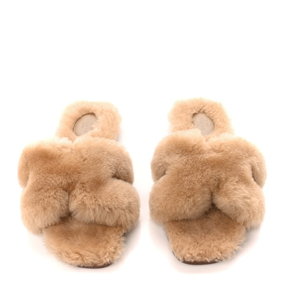 Hermes Woolskin Oran Sandals 39 Beige Argile 2 of 7