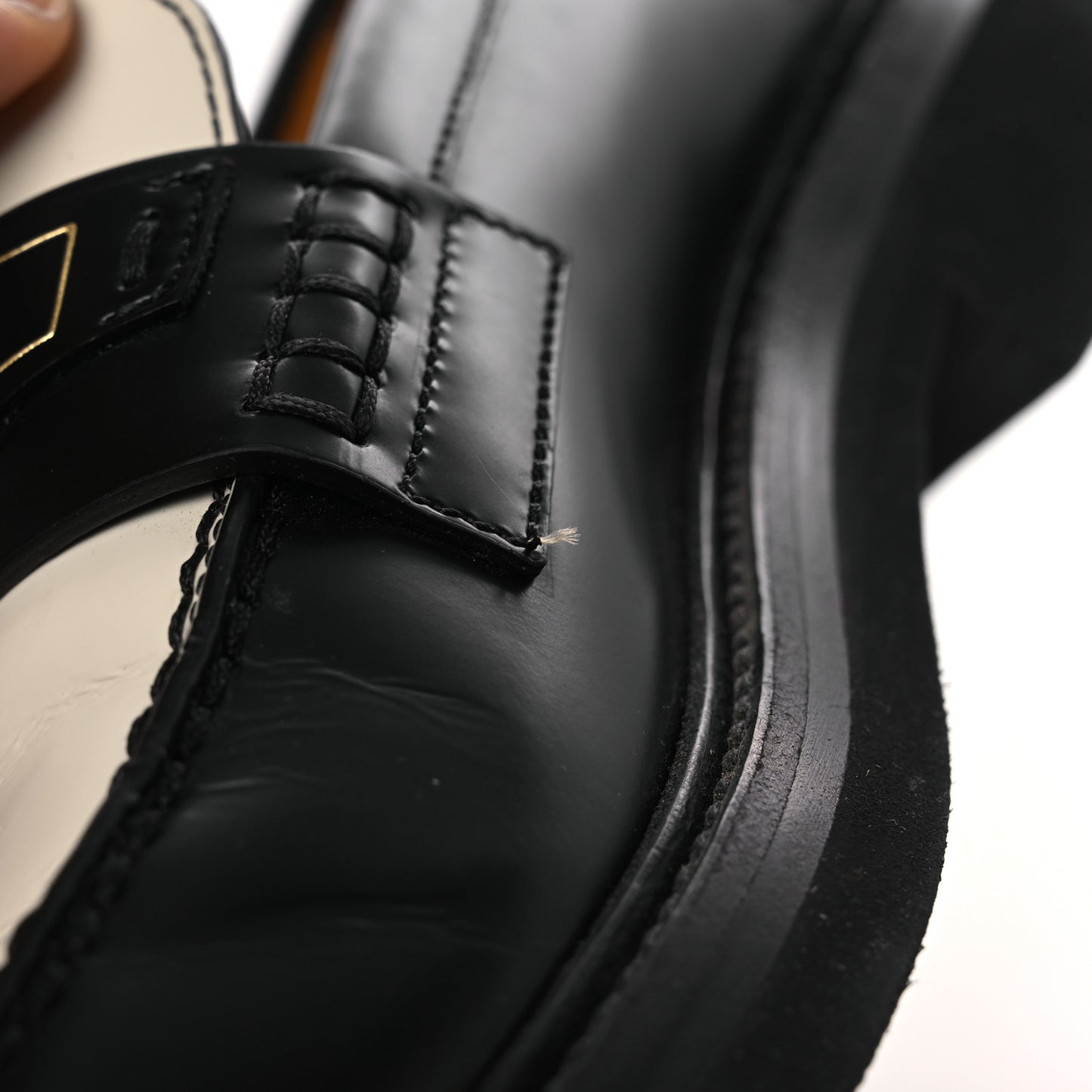 Brushed Calfskin Boy Loafers 37.5 Black White
