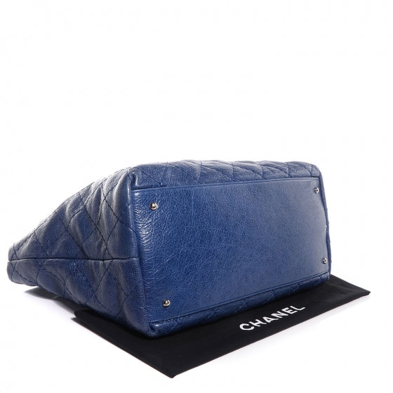 Chanel Glazed Calfskin XL On The Road Tote Dark Blue 4 of 7