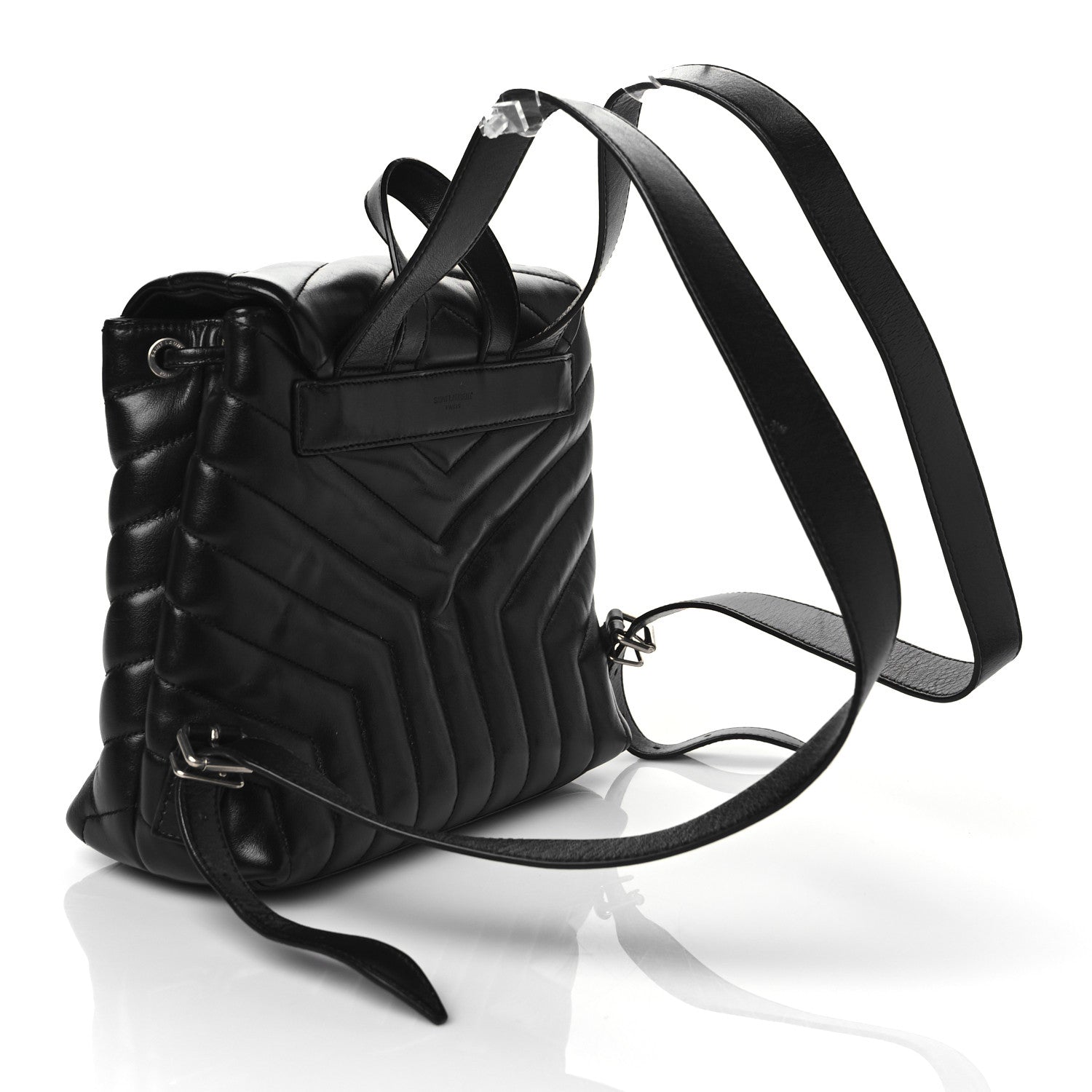 Saint Laurent Calfskin Y Quilted Monogram Small Loulou Backpack Black 3 of 10