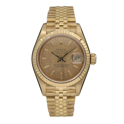 Rolex 18K Yellow Gold 26mm Oyster Perpetual Datejust Watch Linen 69178 1 of 6