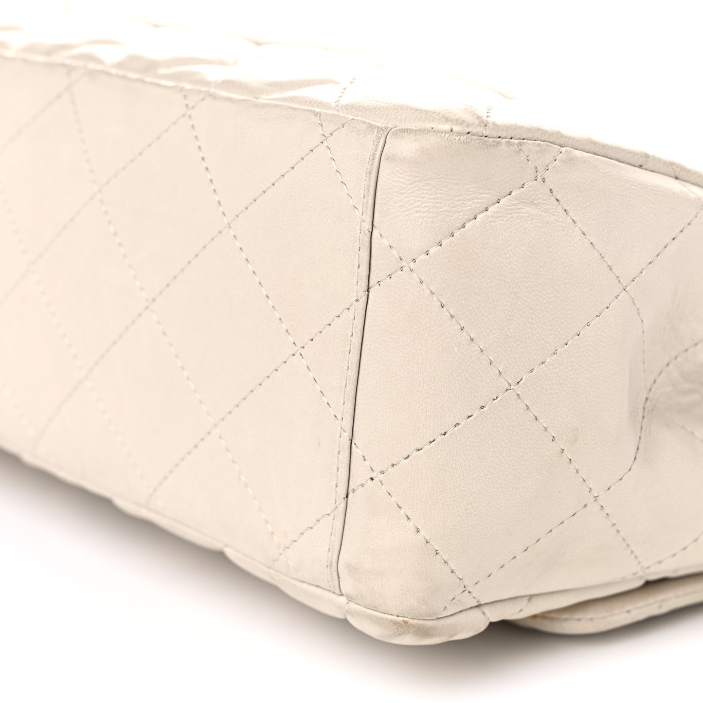 Lambskin Quilted Maxi Single Flap Beige