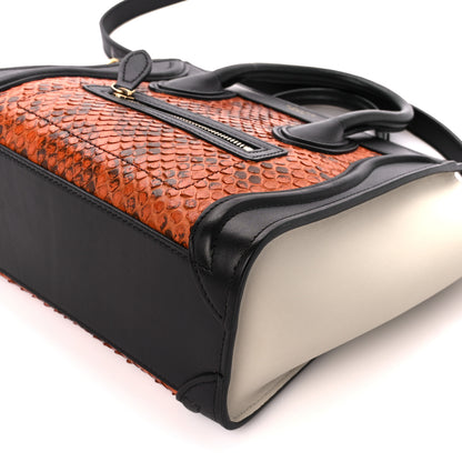 Celine Snakeskin Calfskin Nano Tri-Color Luggage Black Multicolor 11 of 11