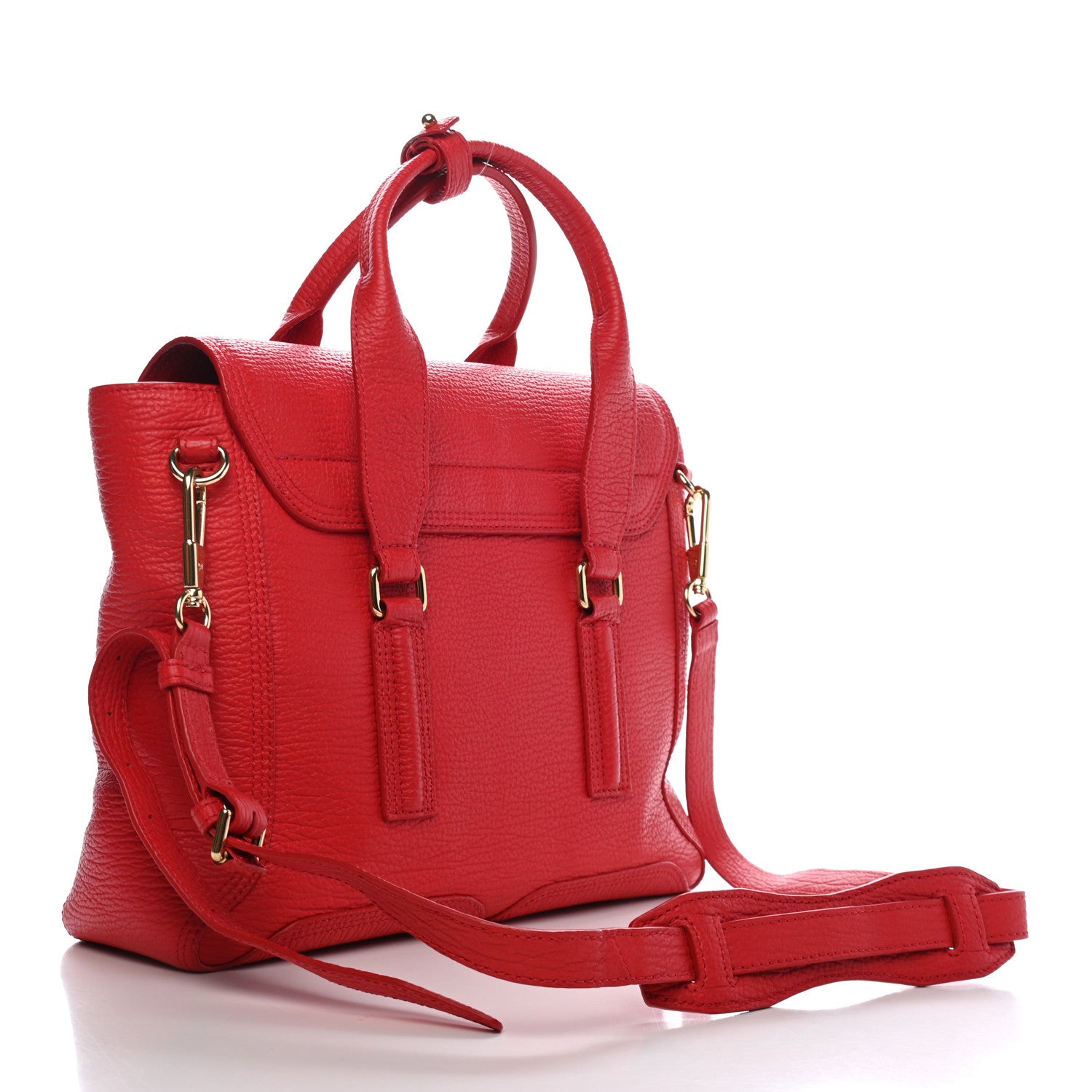 3.1 Phillip Lim Textured Calfskin Medium Pashli Satchel Red 3 of 9
