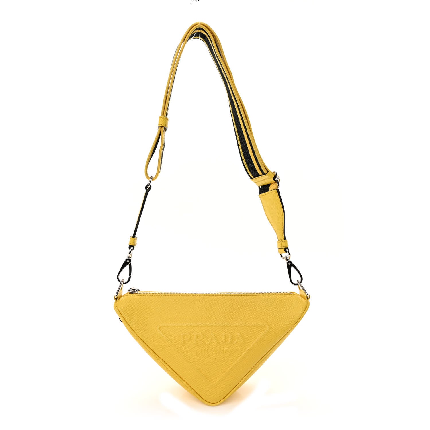 Prada Saffiano Cuir Logo Embossed Triangle Shoulder Bag Sole 1 of 9