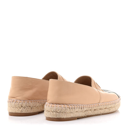 Chanel Lambskin CC Espadrilles 38 Beige Black 4 of 11