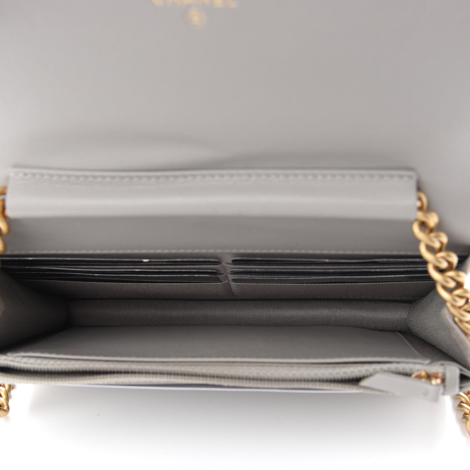 Chanel Caviar Quilted Boy Wallet On Chain WOC Grey 5 of 10