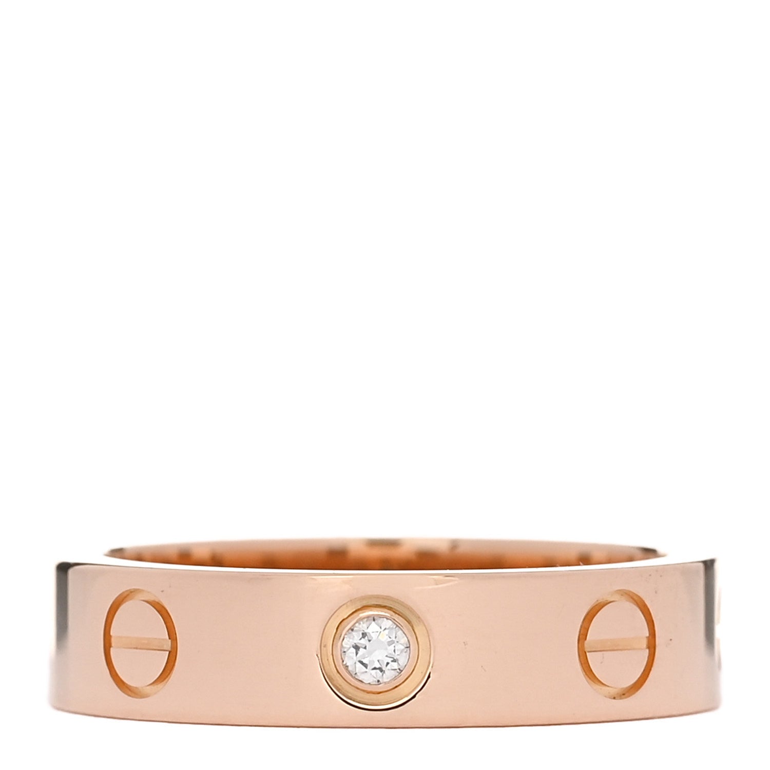Cartier 18K Pink Gold Diamond 4mm LOVE Wedding Band Ring 47 4 1 of 4