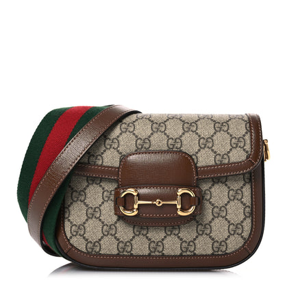 Gucci GG Supreme Monogram Web Mini Horsebit 1955 Shoulder Bag Beige Brown Sugar 1 of 16