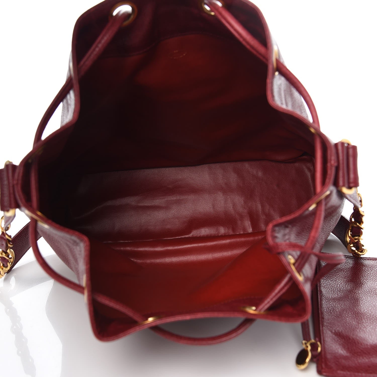Chanel Caviar CC Drawstring Shoulder Bag Red 6 of 13