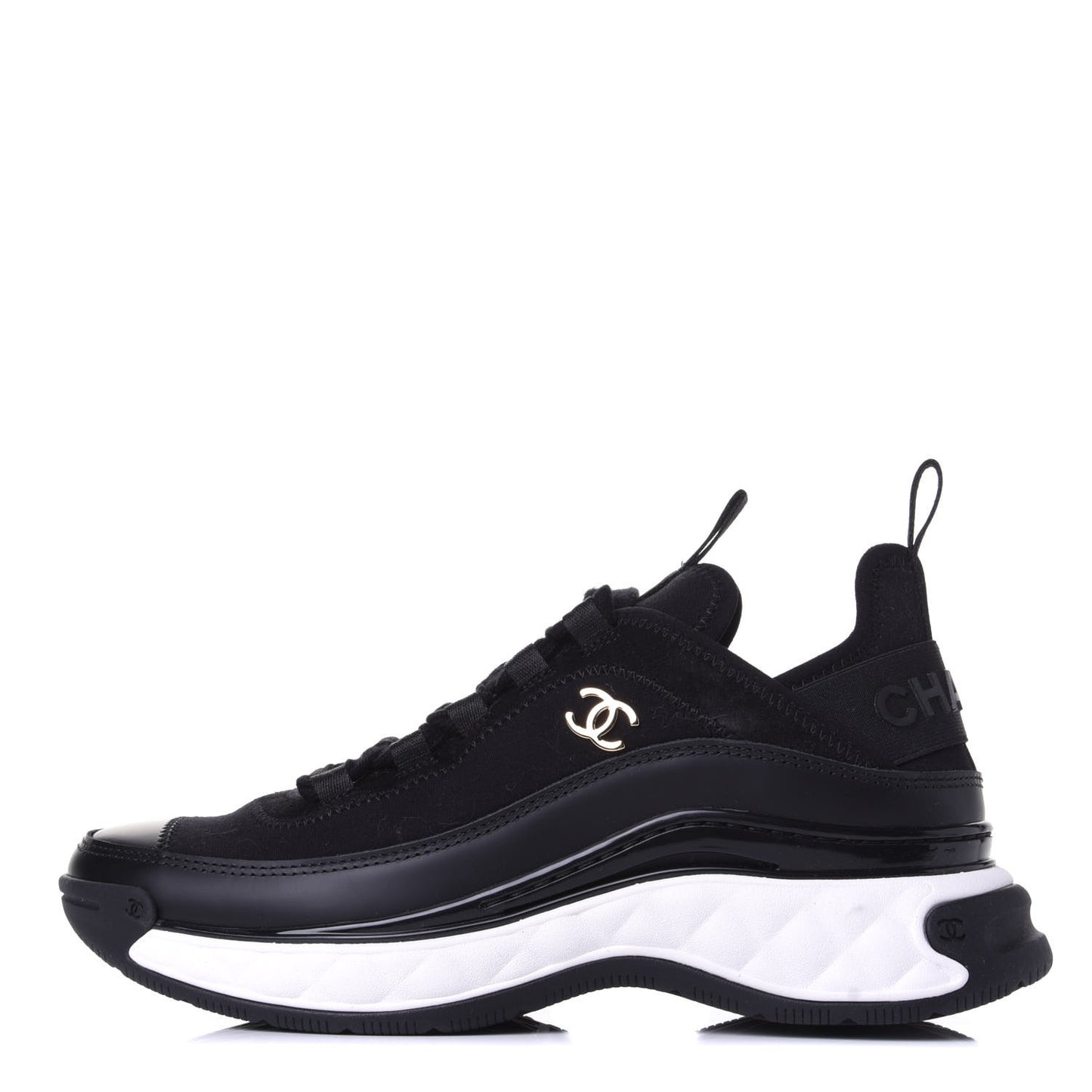 Velvet Calfskin Mixed Fibers CC Sneakers 35.5 Black