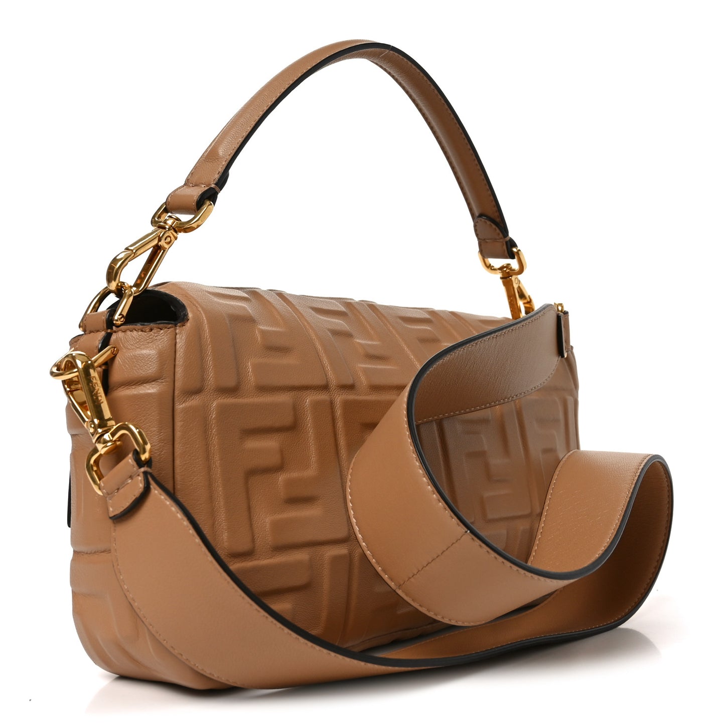 Nappa FF 1974 Embossed Baguette Miele Scuro