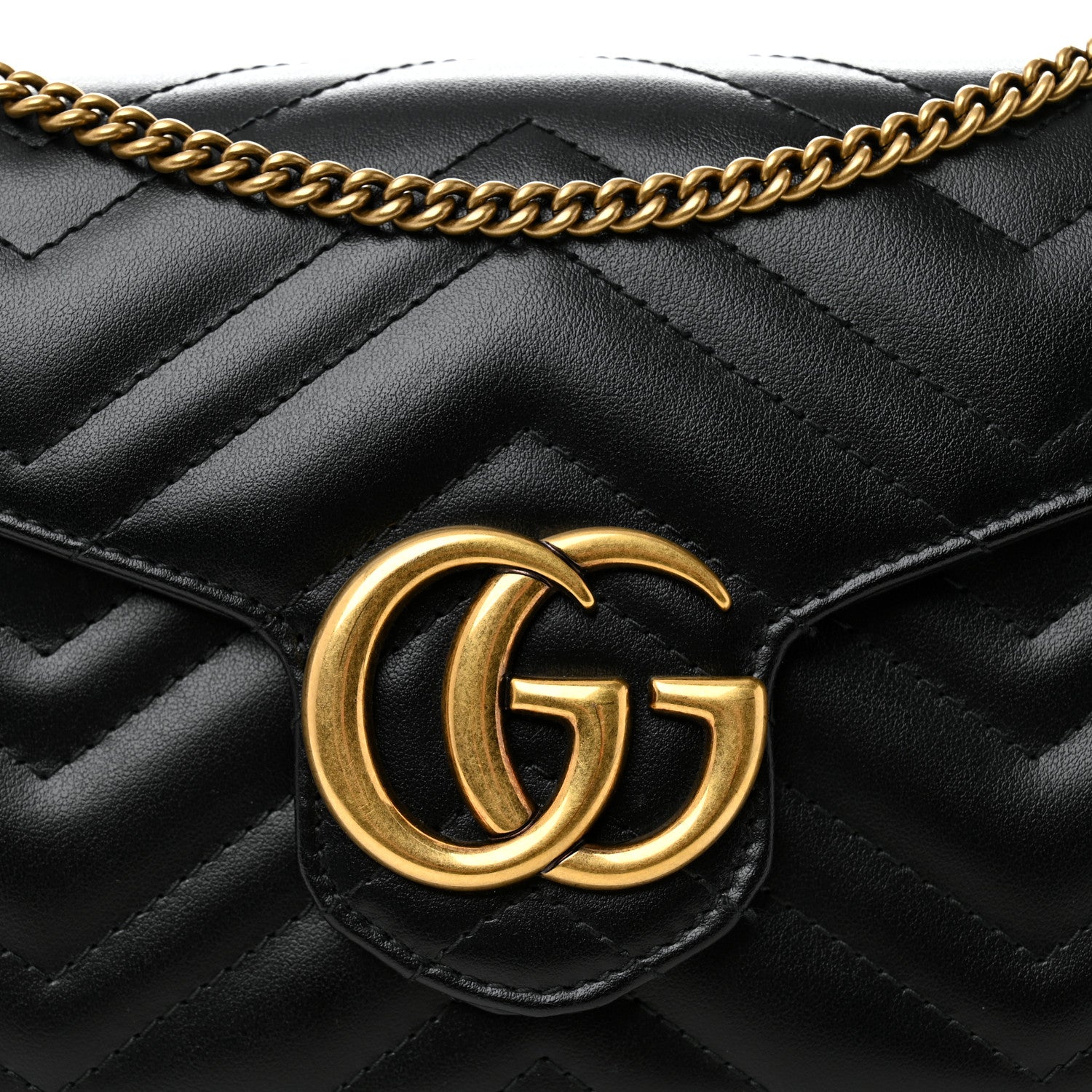 Gucci Calfskin Matelasse GG Marmont Chain Wallet Black 8 of 10