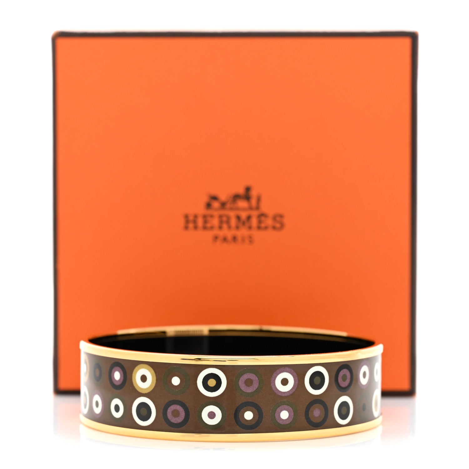 Hermes Enamel Printed Wide Dancing Circles Bracelet 6 of 6