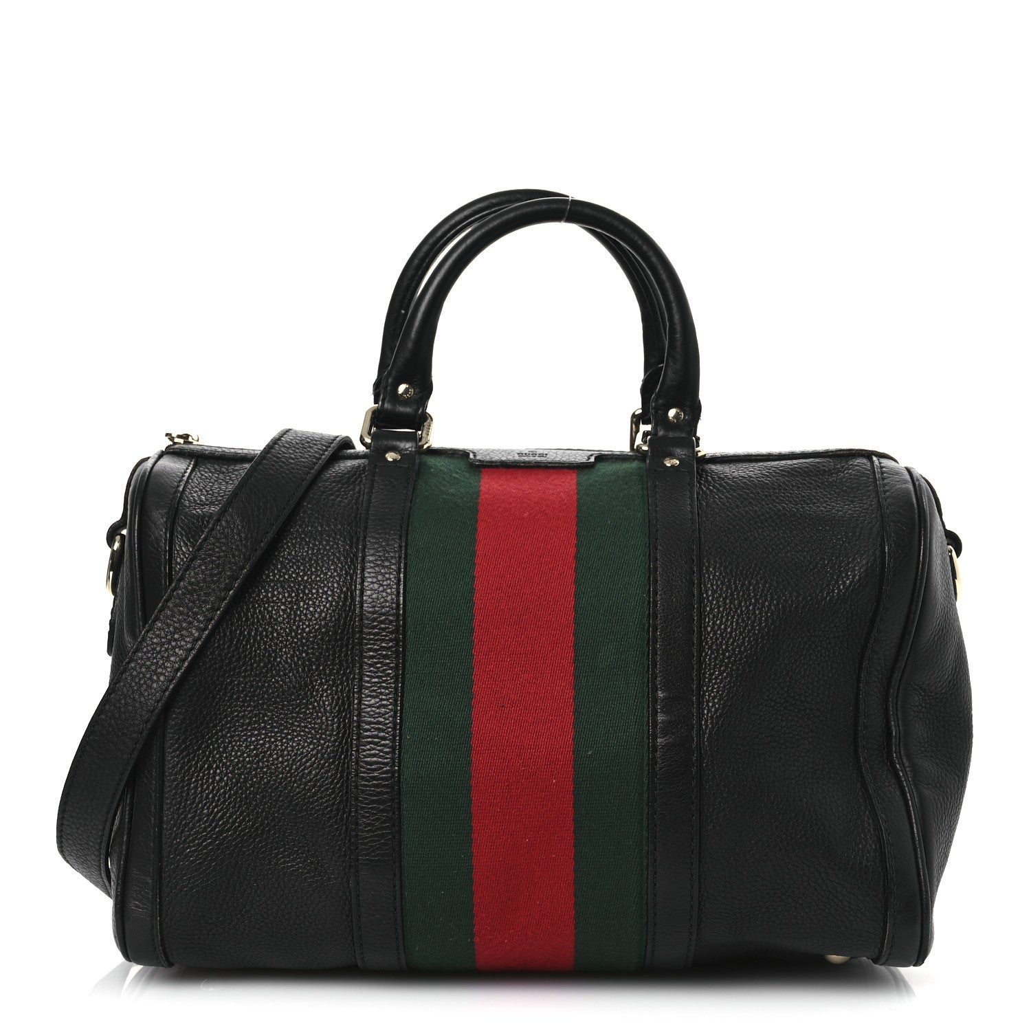 Gucci Calfskin Vintage Web Medium Boston Black 1 of 16