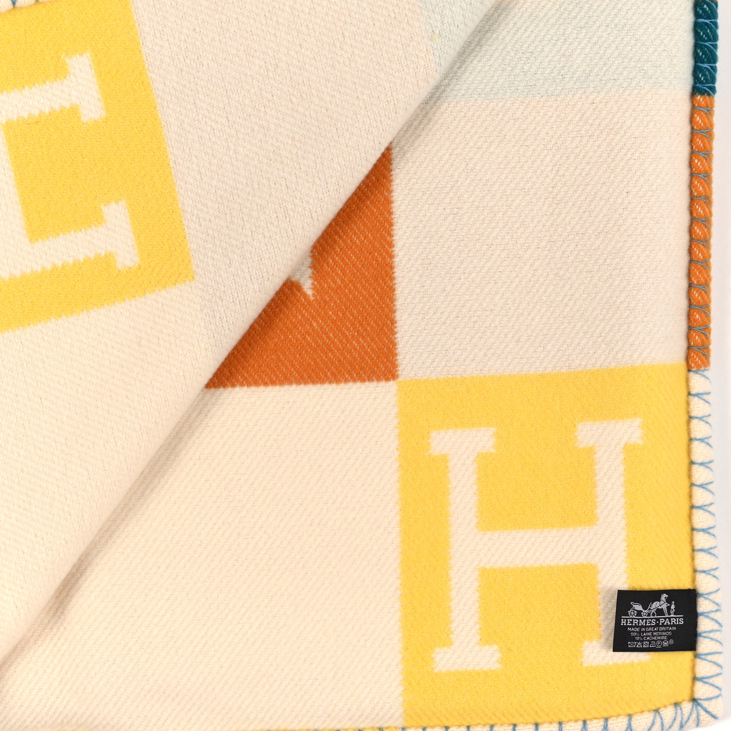 Hermes Wool Cashmere Avalon Vibration Blanket Jaune Citron Ambre 3 of 3