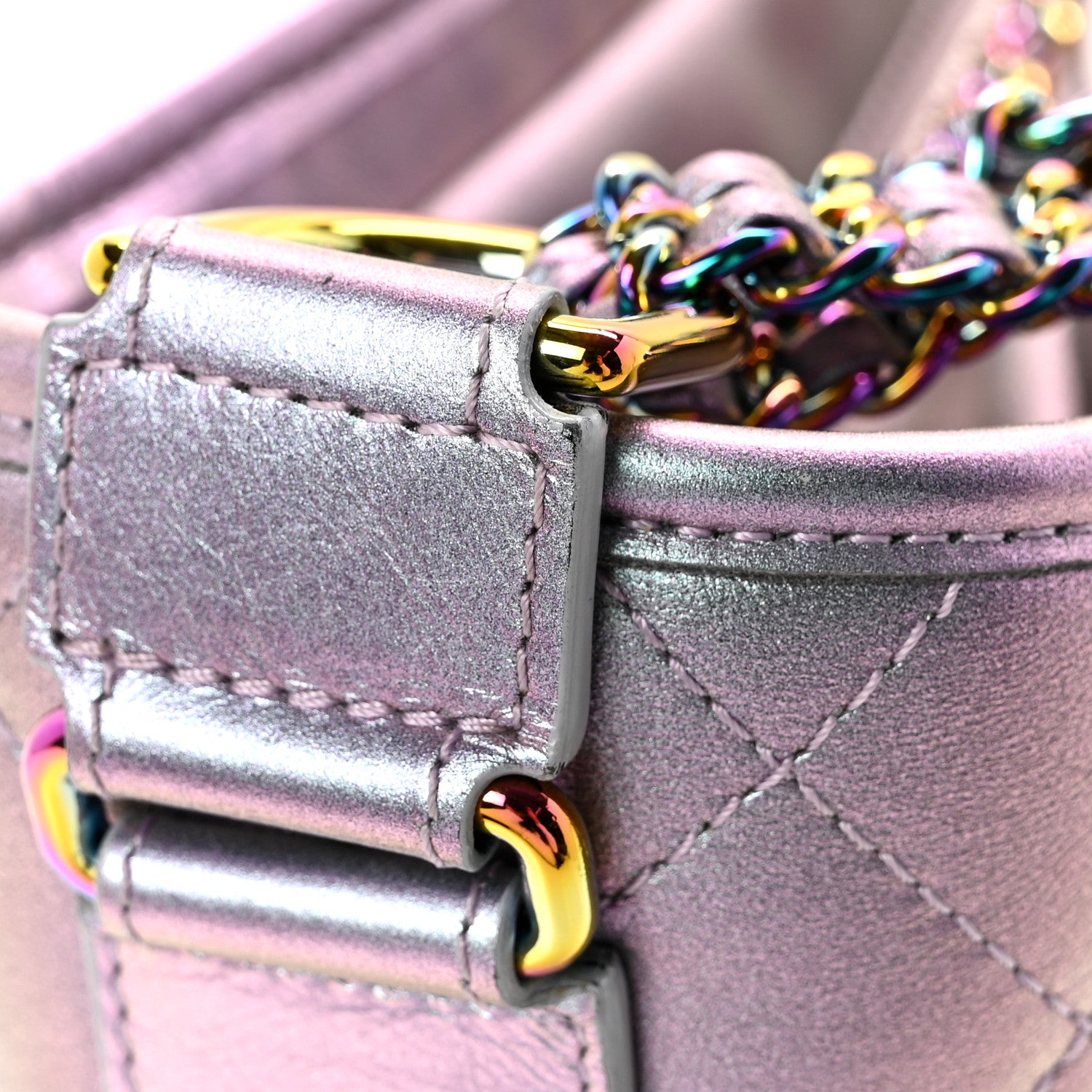 Chanel Iridescent Lambskin Calfskin Quilted Medium Gabrielle Hobo Light Purple 12 of 14