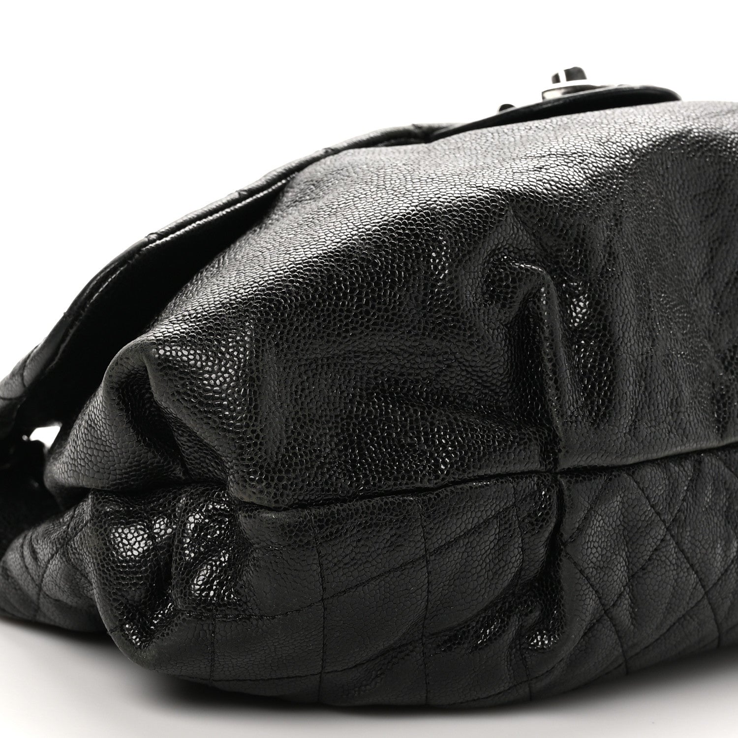 Chanel Crumpled Caviar Quilted Maxi Elastic Flap Black 9 of 10