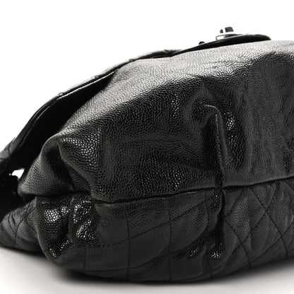Chanel Crumpled Caviar Quilted Maxi Elastic Flap Black 9 of 10