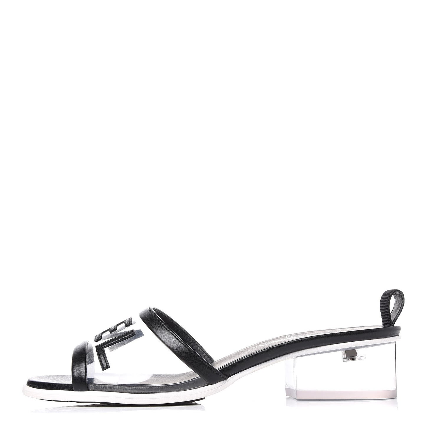 PVC Lambskin Logo Mules 39 Black