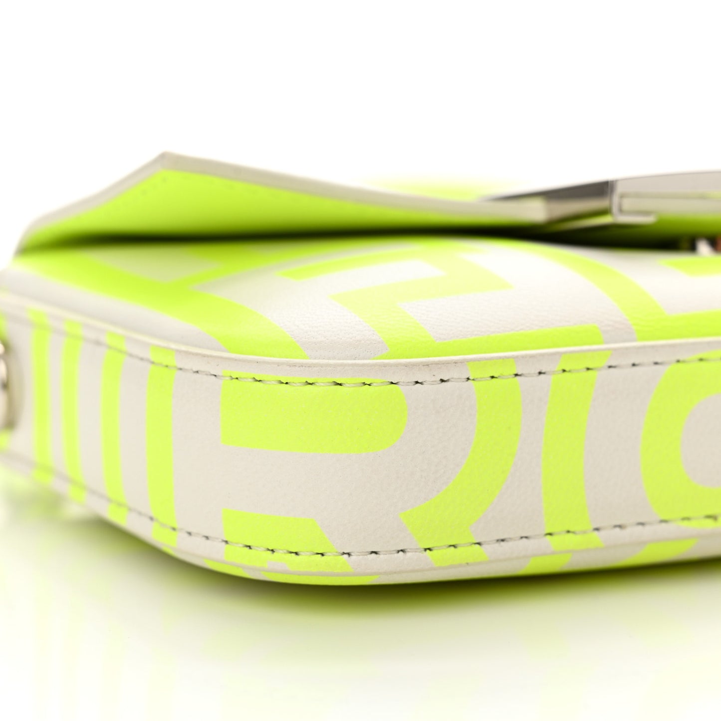 X MARC JACOBS Nappa Vitello King Logo Print Phone Baguette Yellow Fluo