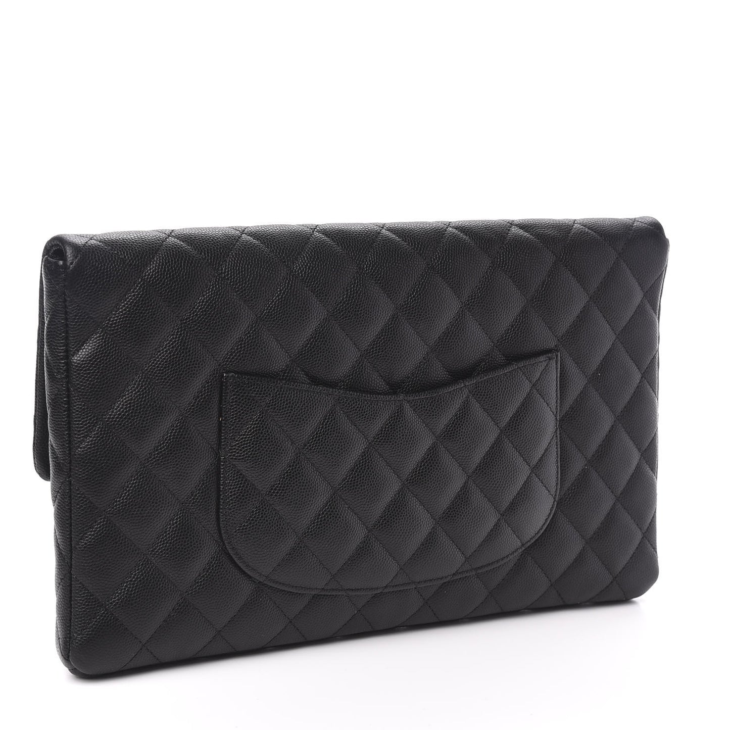 Caviar Quilted Flap Clutch Black