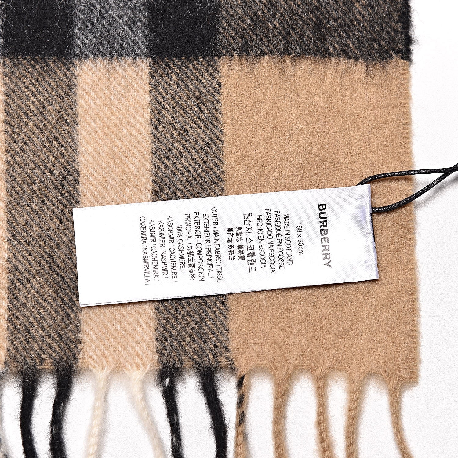 Burberry Cashmere Giant Check Fringe Scarf Archive Beige 4 of 5