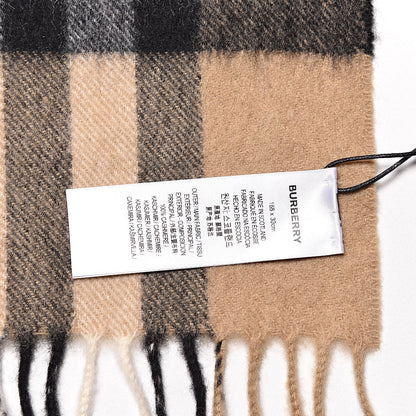 Burberry Cashmere Giant Check Fringe Scarf Archive Beige 4 of 5
