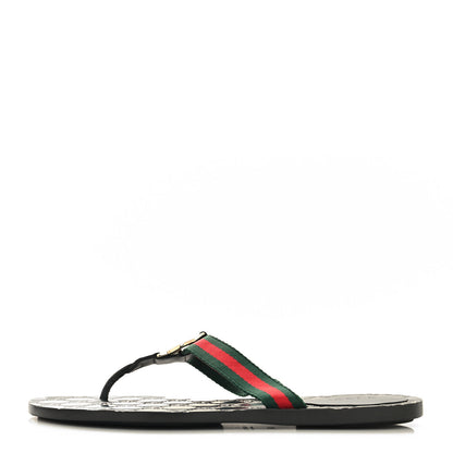 Gucci Nylon Guccissima Web Womens Thong Sandals 38 Green Red Black 1 of 8