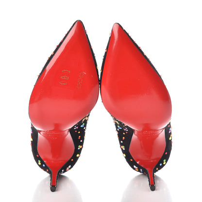 Christian Louboutin Veau Velour Follies Clair de Lune 100 Pumps 37 Black Multi 5 of 9