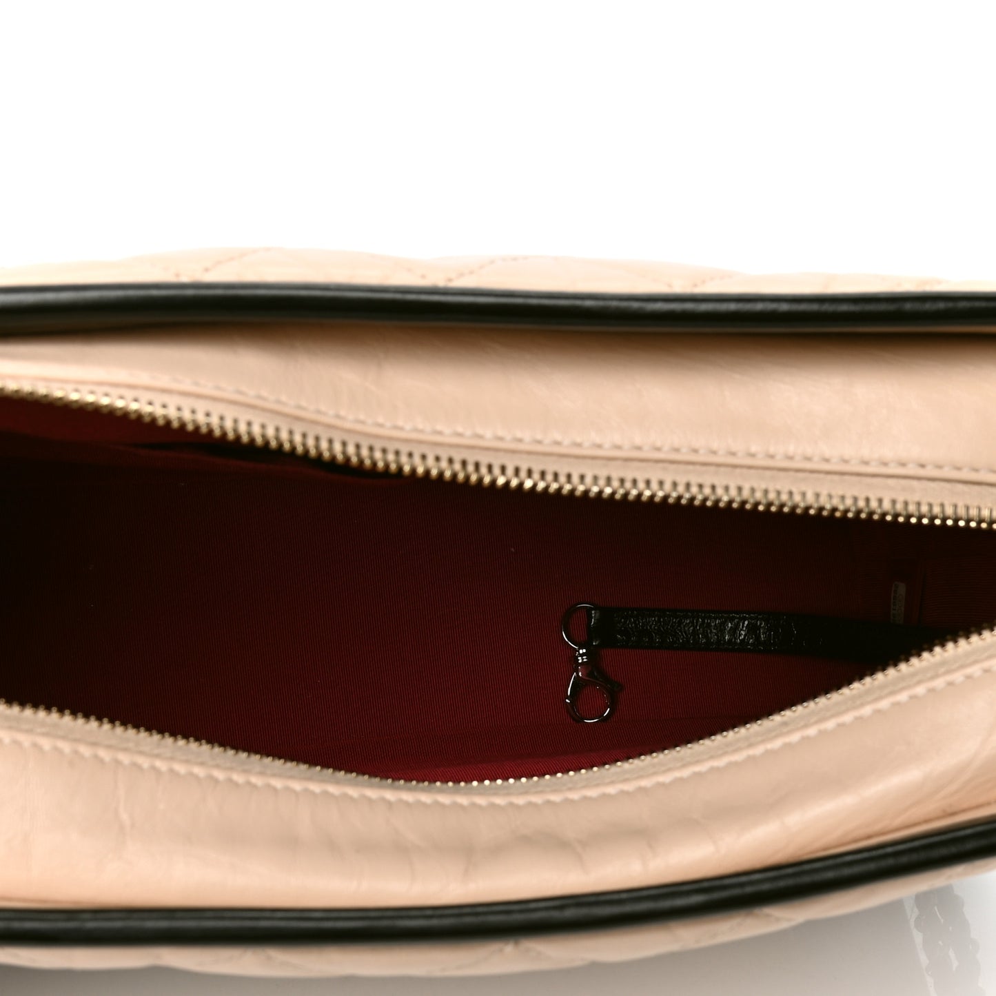Aged Calfskin Quilted Medium Gabrielle Hobo Beige Black