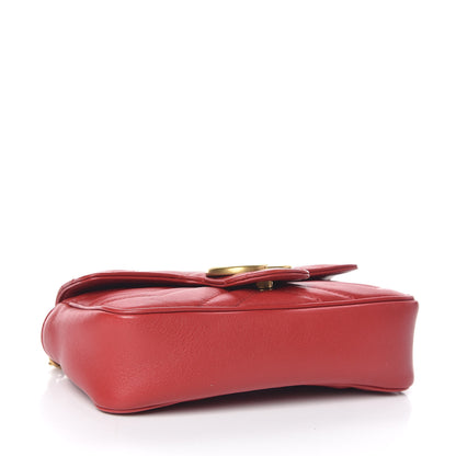 Gucci Calfskin Matelasse Super Mini GG Marmont Shoulder Bag Hibiscus Red 4 of 11