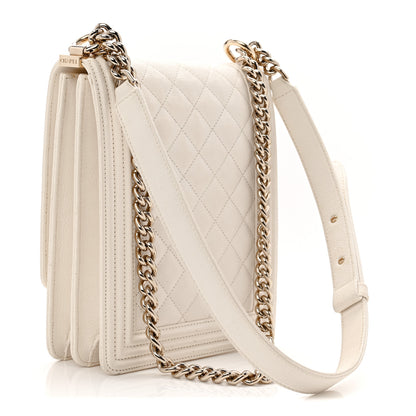 Chanel Caviar Quilted North South Boy Flap White 3 of 11
