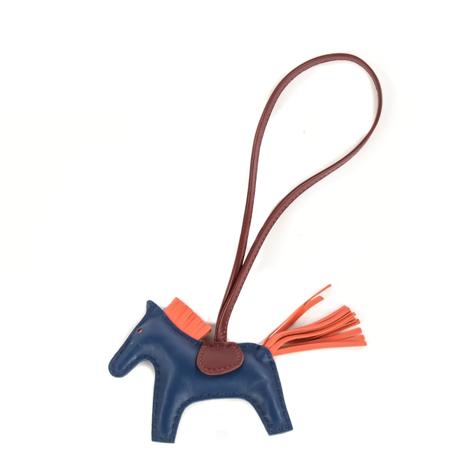 Hermes Lambskin Grigri Rodeo Horse Bag Charm PM Bleu de Malte Rouge H Peony 1 of 4