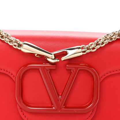Valentino Garavani Calfskin Enamel Vlogo Small Loco Shoulder Bag Rouge Pur 7 of 9