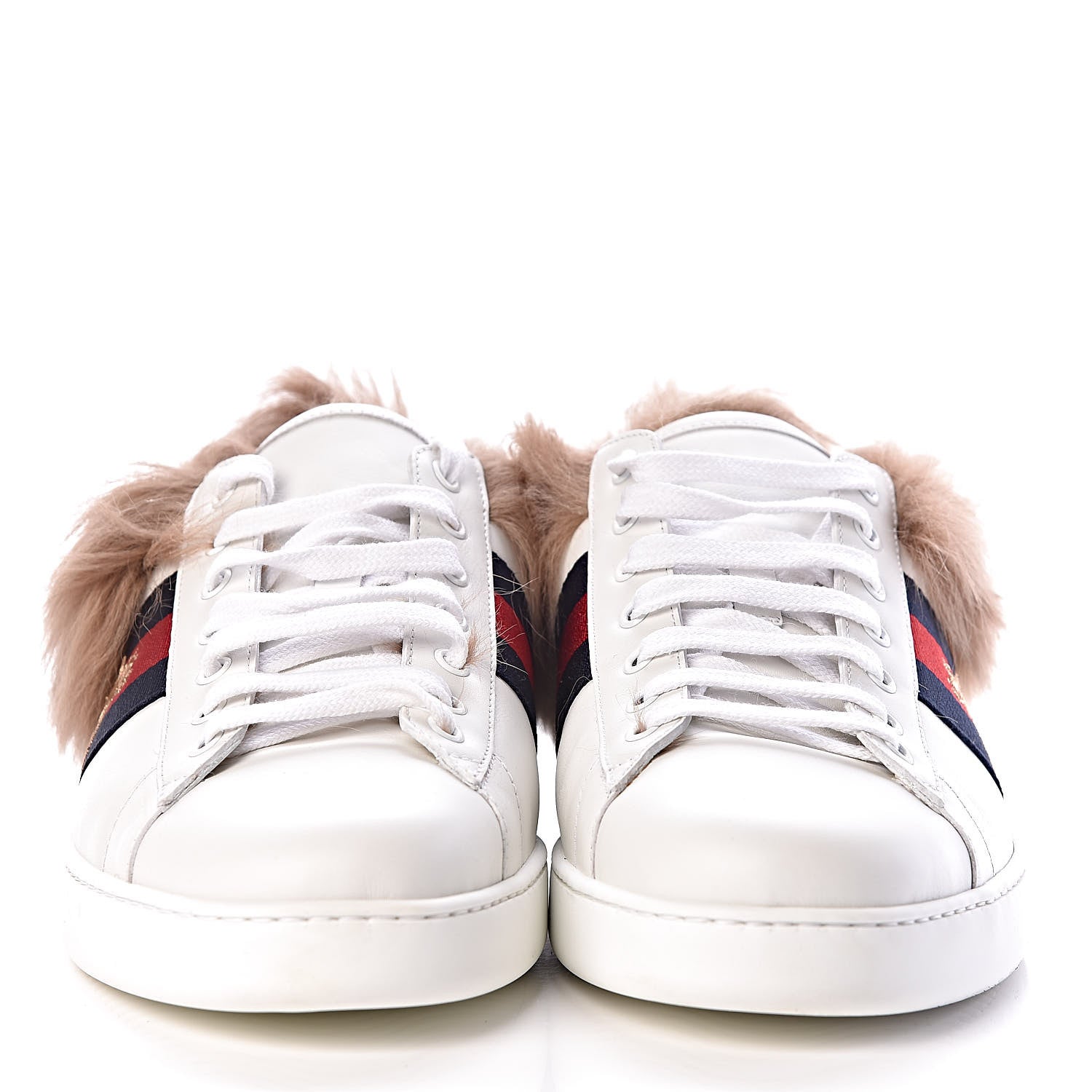 Gucci Calfskin Wool Web Bee Embroidered Mens Ace Sneakers 11.5 White 2 of 10