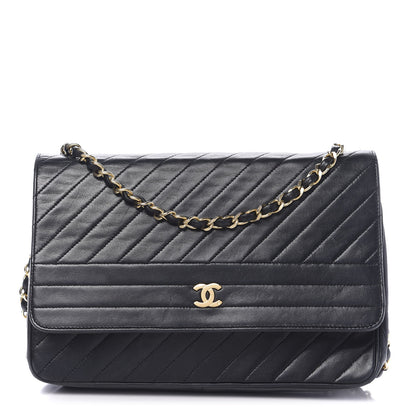 Chanel Lambskin Diagonal Quilted Small Single Flap Black 1 of 10