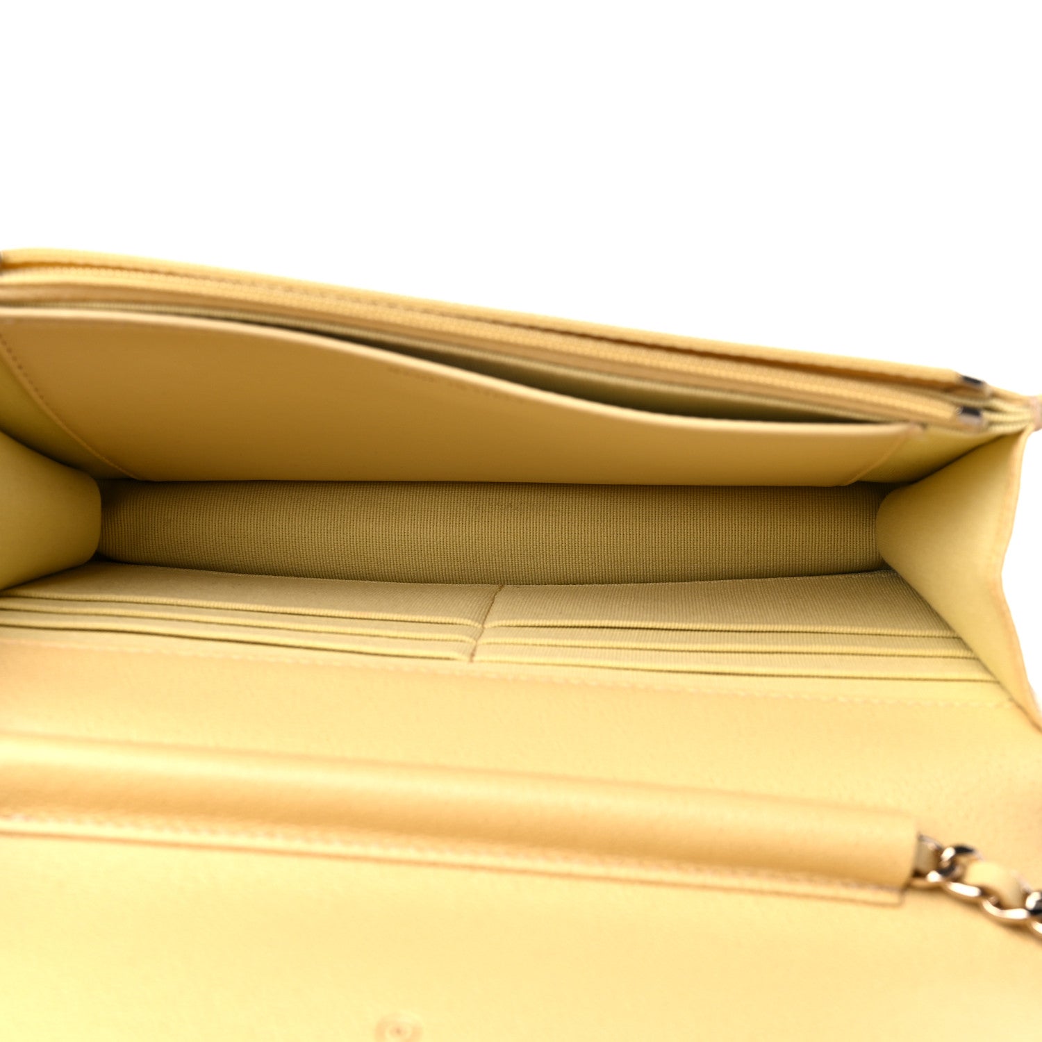 Chanel Caviar Quilted Studded CC Wallet on Chain WOC Yellow 5 of 11