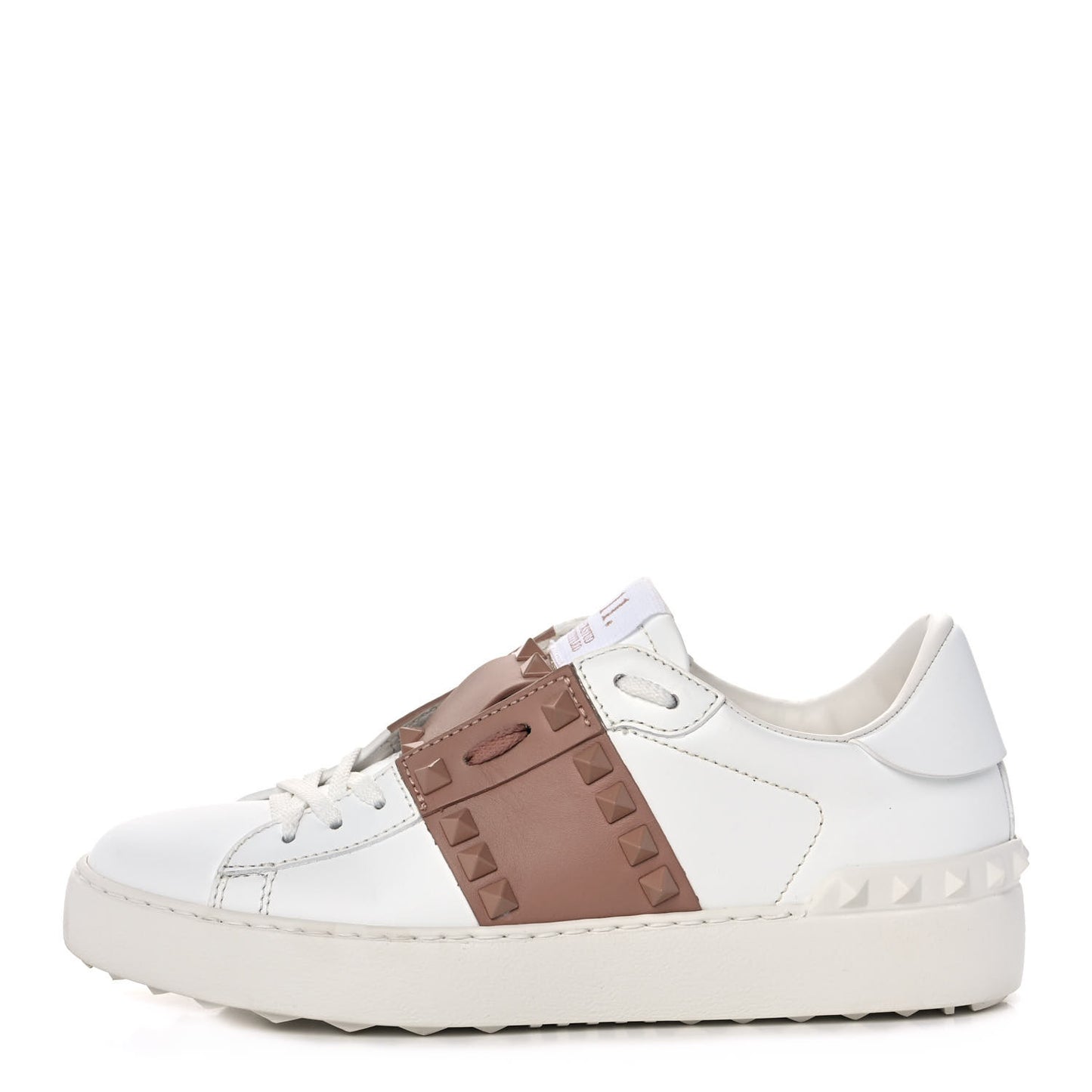 Calfskin Rockstud Untitled Open Sneakers 35 White Rose Cannelle