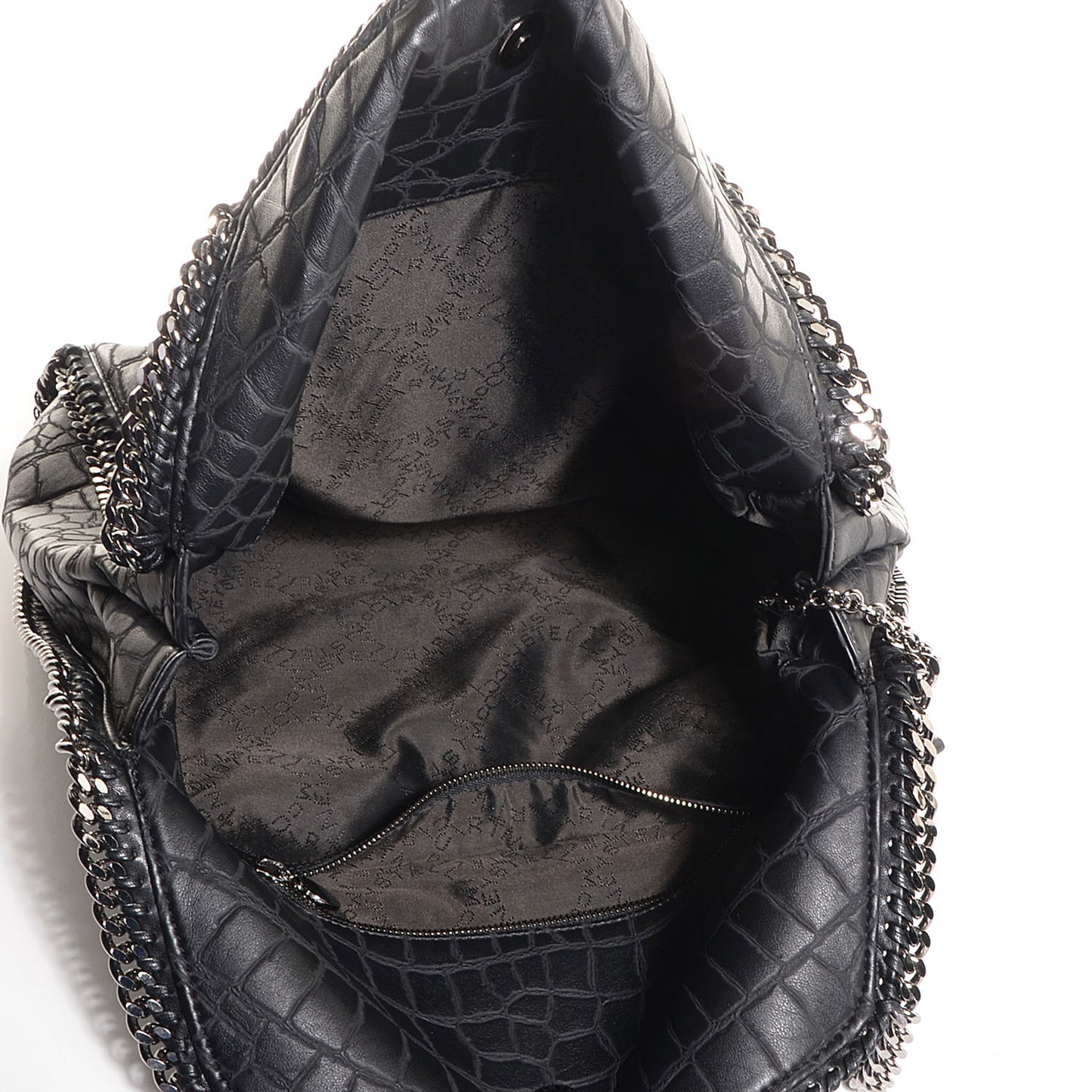 Embossed Croc Faux Leather Large Falabella Black