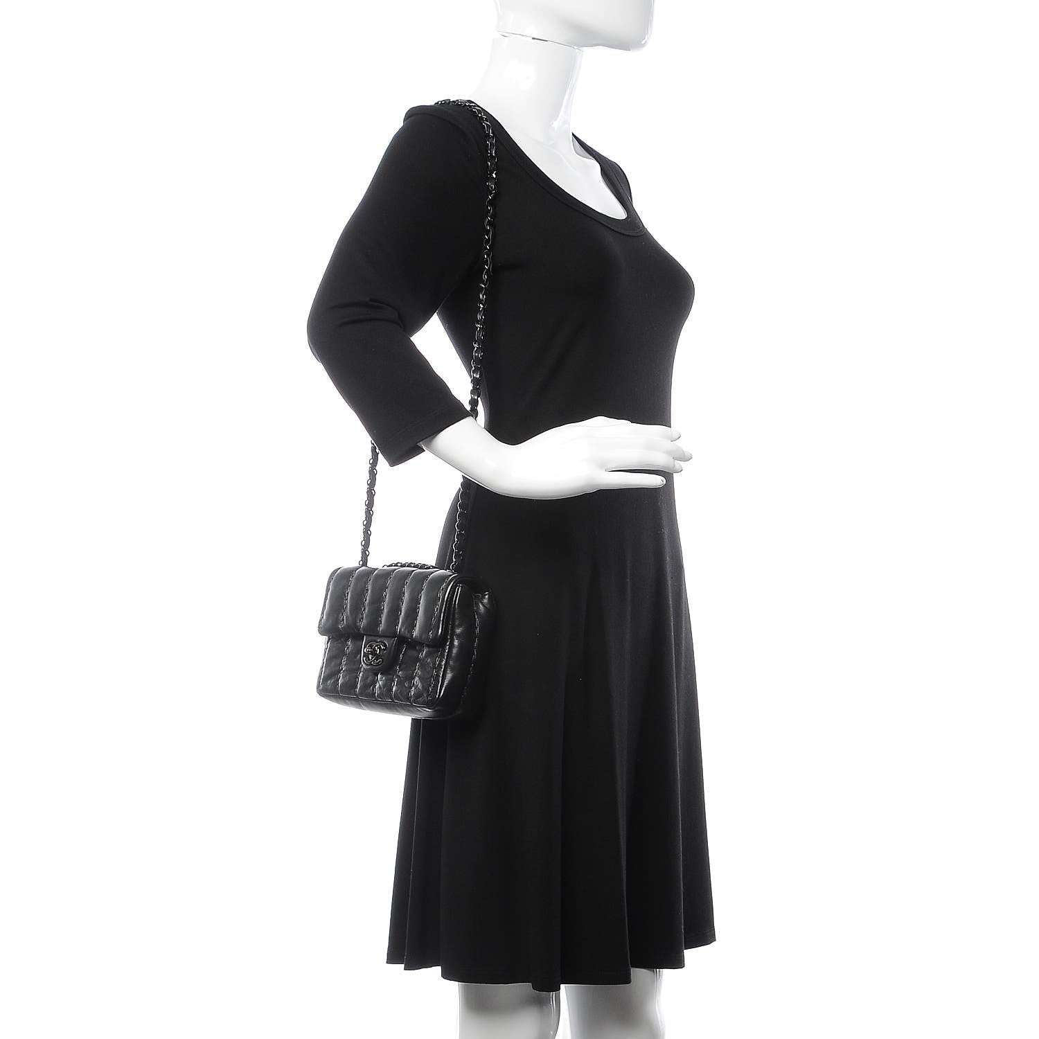 Chanel Lambskin Vertical Stitched Mini Flap Black 2 of 8