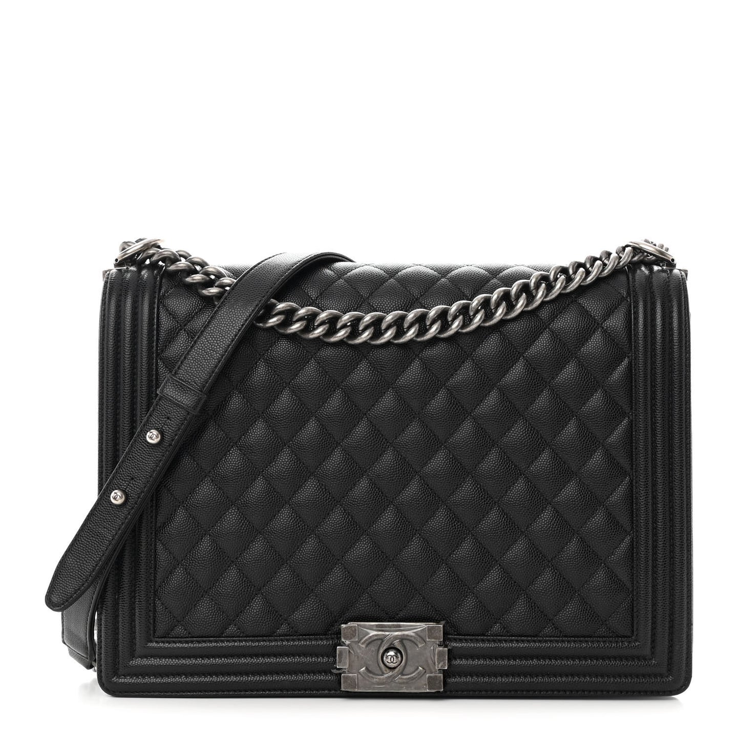 Caviar Quilted Large Boy Flap Black