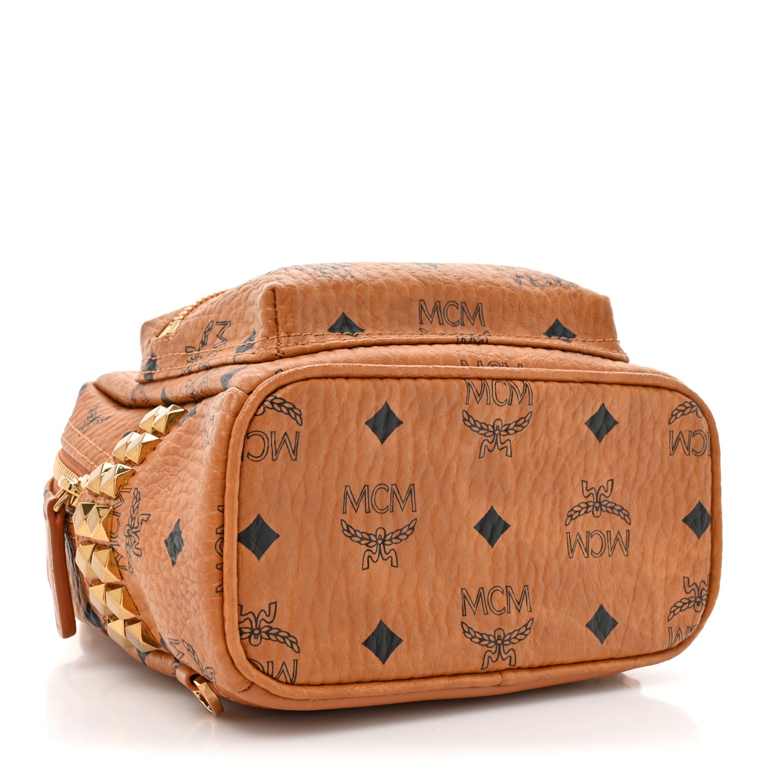 MCM Visetos Side Stud X-Mini Stark Bebe Boo Backpack Cognac 4 of 11
